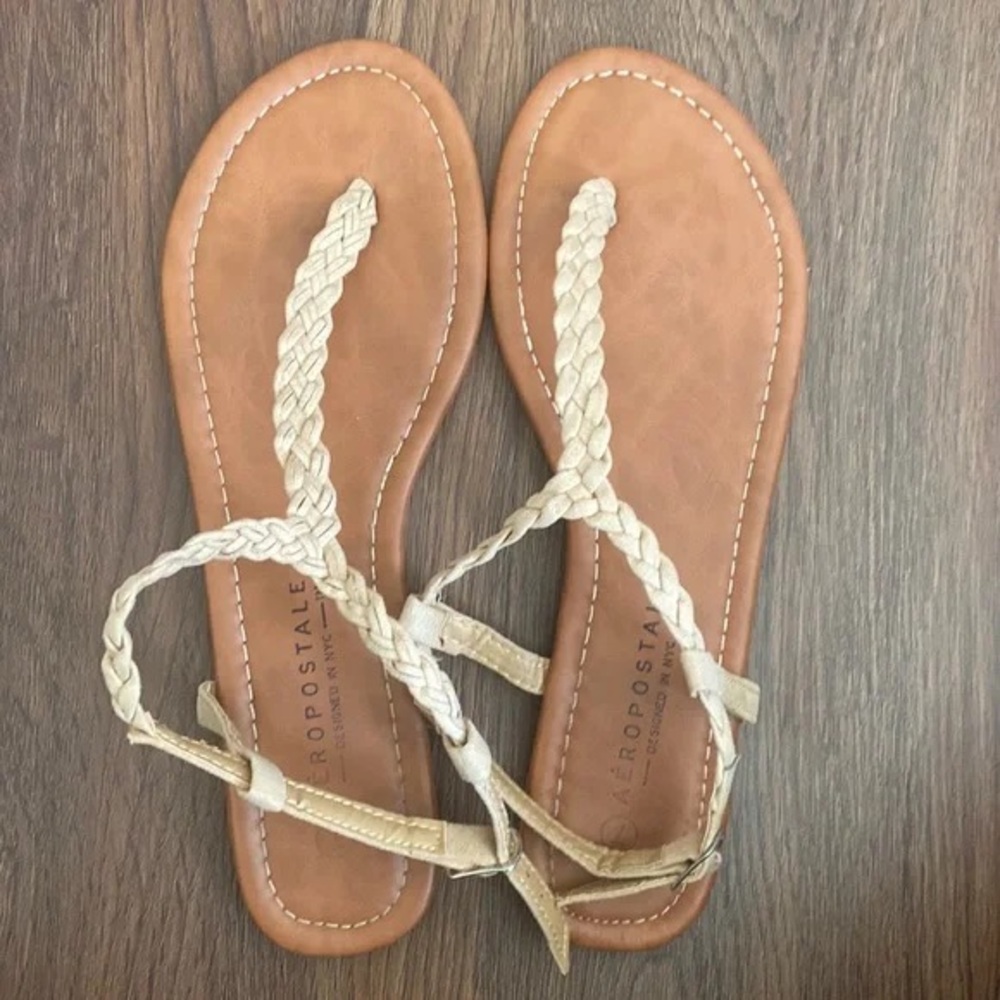 Aeropostale Tan Braided Sandals Classic Style